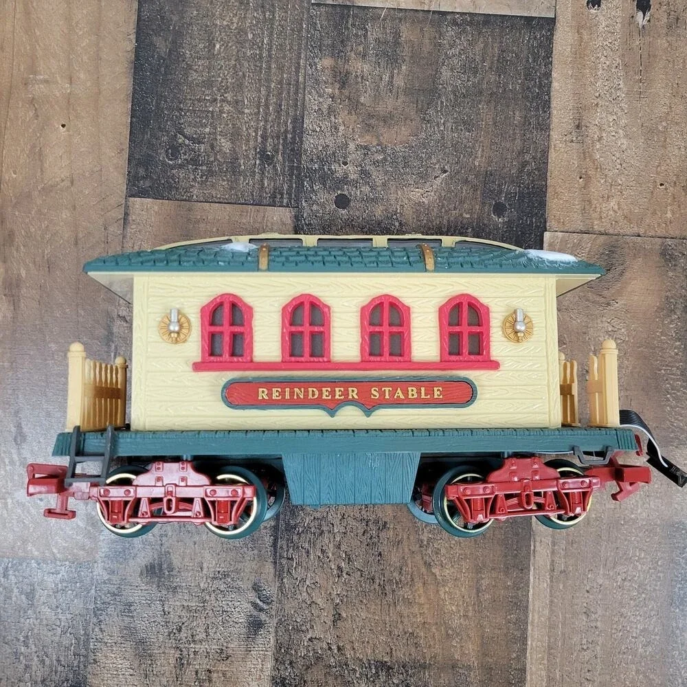 Dillard New Bright Holiday Express Reindeer Stable Christmas Train Rare Red Sign